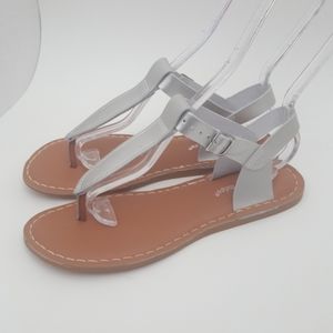 Salt Water Hoy silver leather thong slingback sandals big kids women